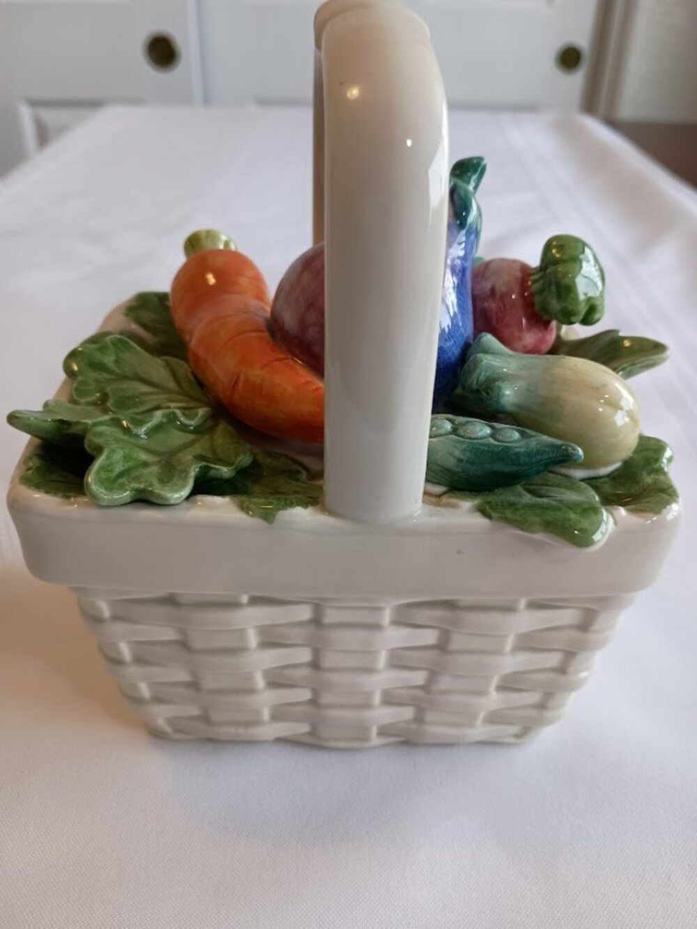 Vintage Fitz and Floyd Ceramic Kitchen Harvest Basket